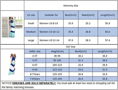 Vista 7 de Vestidos largos de verano con diseño de cheurón a rayas para mamá y yo