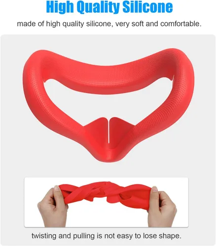 Vista 7 de AMVR - Funda facial para Quest 2 máscara facial de silicona a prueba de sudor y cojín facial para auriculares Quest 2 VR lavable ligera antifugas