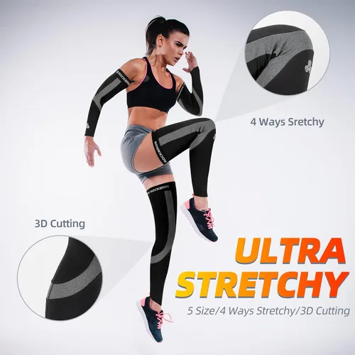 Vista 2 de ROCKBROS Calentadores de piernas para ciclismo y correr, para hombres y mujeres, para invierno, para clima frío, calentadores térmicos de forro