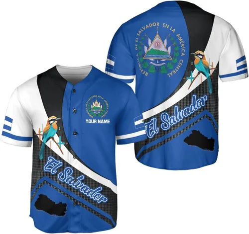 Vista 12 de Camiseta de béisbol de El Salvador personalizada,Camiseta personalizada con la bandera salvadoreña,Orgulloso Jersey Salvadoreña,Jersey del orgullo