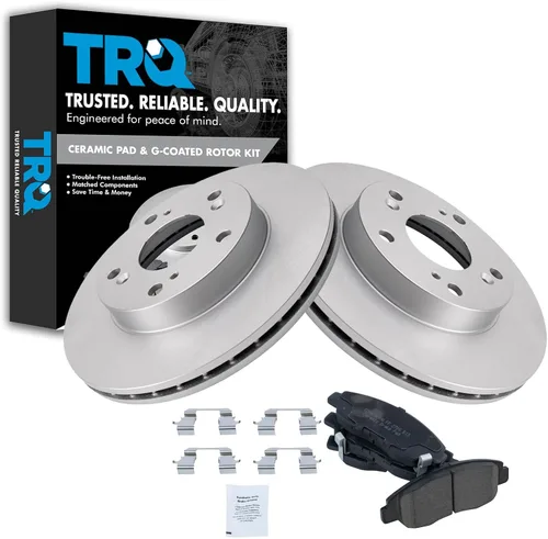 Vista 51 de TRQ Juego de pastillas de freno delantero y rotores con revestimiento de cerámica compatible con Jeep Compass Patriot 2017