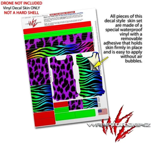 Vista 4 de Skin Decal Wrap 2 Pack Compatible with DJI Ryze Tello Purple Leopard Drone NOT Included