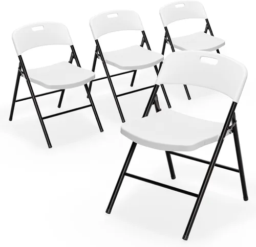 Vista 17 de VINGLI Sillas plegables, silla plegable de plástico, capacidad de hasta 350 libras, asientos portátiles para interiores y exteriores, eventos, Negro