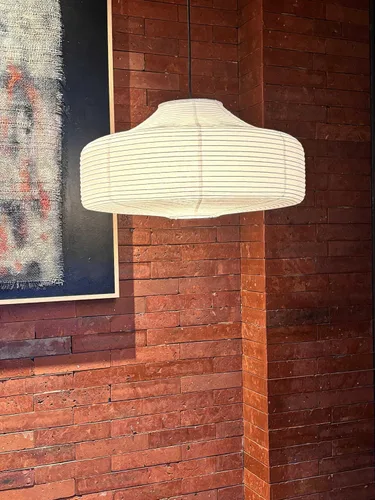Vista 2 de Faroles de papel de techo grandes blancos (19.7 in, 19.69 pulgadas), lámparas de luces de papel de arroz, lámparas colgantes vintage