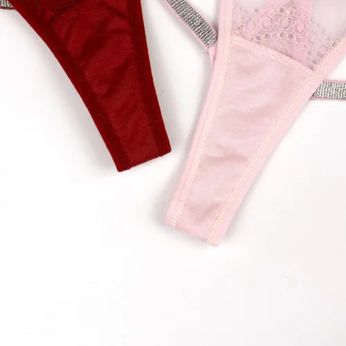 Vista 53 de Ropa interior con purpurina transpirable con encaje sexy para mujer