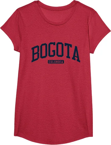 Vista 64 de Bogotá Colombia College University Style Camiseta azul marino, Blanco