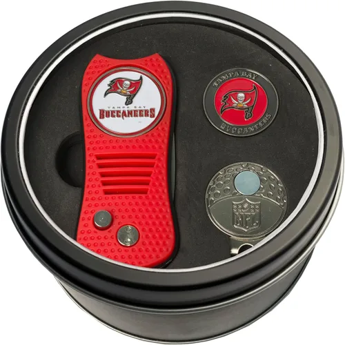 Vista 12 de Team Golf Set de regalo NFL Herramienta de divot de hoja conmutadora, clip de tapa y 2 marcadores de bola de esmalte de doble cara, diseño Multi
