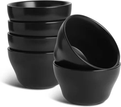 Vista 9 de Selamica Vasos de cerámica para caldo de 8 onzas, cuencos pequeños de 4 pulgadas, cuencos de postre para salsa de sopa, tazas de café, aptas