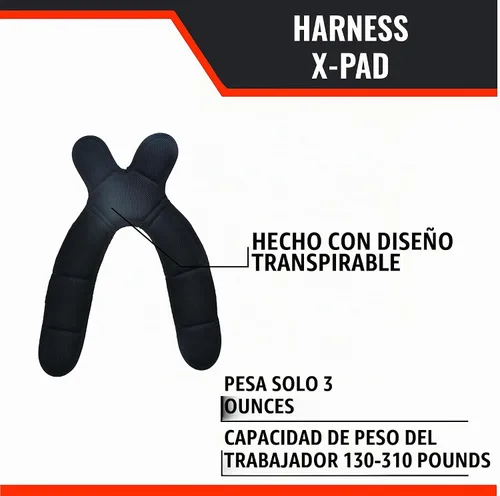 Vista 3 de Malta Dynamics Arnés X-Pad, soporte trasero acolchado para arneses de seguridad y protección contra caídas