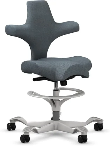 Vista 61 de HAG Capisco Sit to Stand - Silla de pie con marco blanco, tapizado, color rosa rubor Pink Blush