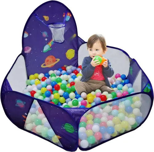 Vista 12 de Piscina de pelotas para niños, tienda de campaña desplegable para niños, piscina de pelotas para niños pequeños, corralito de juegos con aro