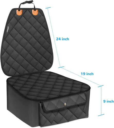 Vista 6 de URPOWER Funda de asiento delantero para perro, 100% impermeable, antideslizante, protector de asiento de auto para mascotas, acolchado y duradero