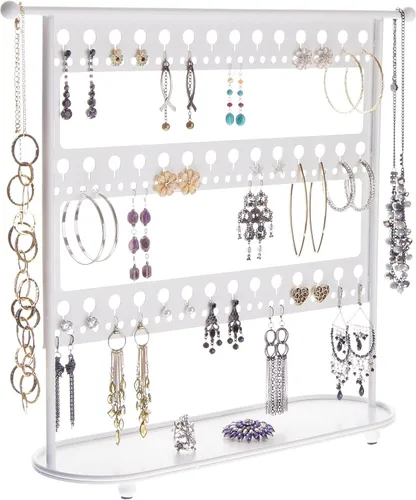 Vista 7 de Angelynn's Organizador independiente para aretes largos y grandes, estante de almacenamiento de joyas colgantes, color negro Laela