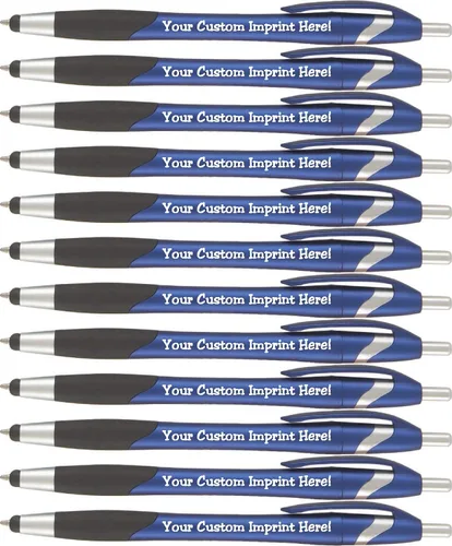 Vista 13 de ExpressDesigns™ - Bolígrafo personalizado con lápiz capacitivo - The Glide Click action Custom - Tinta de escritura negra - Bolígrafos con nombre