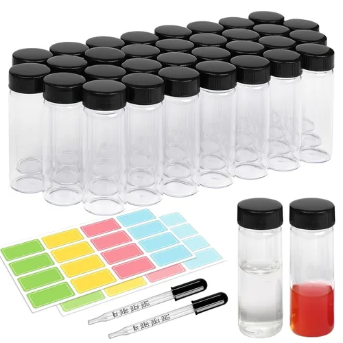 Vista 13 de Paquete de 20 Frascos de Vidrio Transparente de 0.135 fl oz con Tapas de Rosca, Frascos Pequeños para Líquidos para Aceite Esencial