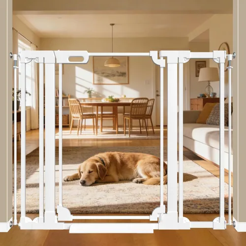Vista 21 de WAOWAO Puerta de bebé de acrílico transparente de 40 pulgadas extra alta para escaleras, diseño moderno, puerta de acrílico con cierre automático