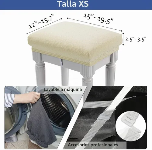 Vista 3 de BUYUE Funda para Taburete de Banco de Tocador de Lujo, (15"- 20") L x (11.8"- 15.7") A Banco Pequeño Rectangular Funda Elástica de Jacquard Lavable