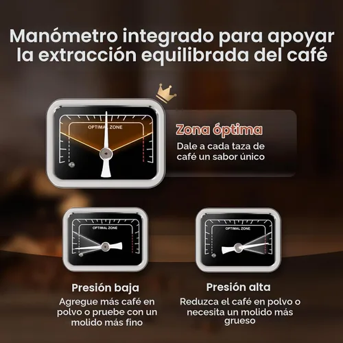 Vista 7 de Electactic Máquina de café expreso de 20 bar con espumador de leche Acero inoxidable