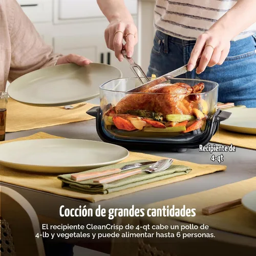 Vista 6 de Ninja Freidora de aire de vidrio Crispi, 4 en 1, gris, FN101GY