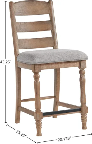 Vista 3 de Intercon Highland - Taburete de bar con respaldo de escalera con asiento de cojín, juego de 2, arenado