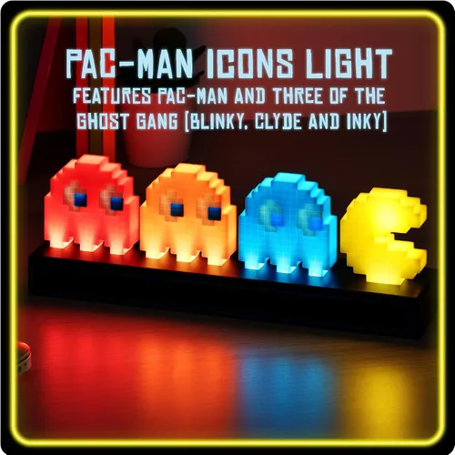 Vista 3 de Pac Man and Ghosts Light, lámpara de figura coleccionable Pac Man