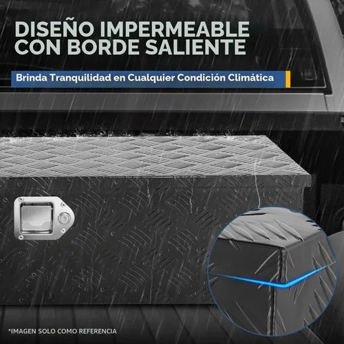 Vista 5 de Caja de herramientas de placa de diamante de aluminio resistente para cama de camioneta pickup, remolque RV, caja de herramientas impermeable