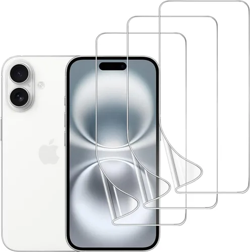 Vista 16 de Paquete de 3 protectores de pantalla de TPU para iPhone 13/13 Pro de 6.1 pulgadas, película de hidrogel transparente HD transparente suave