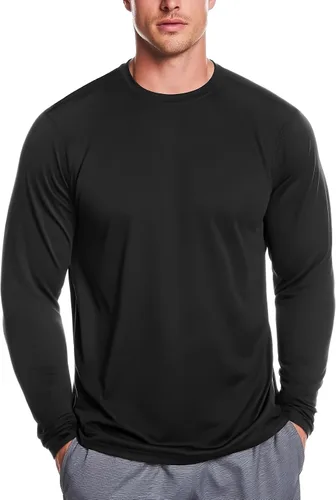 Vista 15 de Zengjo Camisetas atléticas que absorben la humedad para hombre, de manga larga, para entrenamiento, correr, gimnasio, rendimiento, protección UV