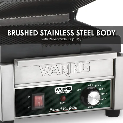 Vista 4 de Waring Commercial WFG275 - Parrilla plana de tostado de tamaño completo de 14 x 14 pulgadas, 120 V, 1800 W, enchufe de 5 a 15 fases