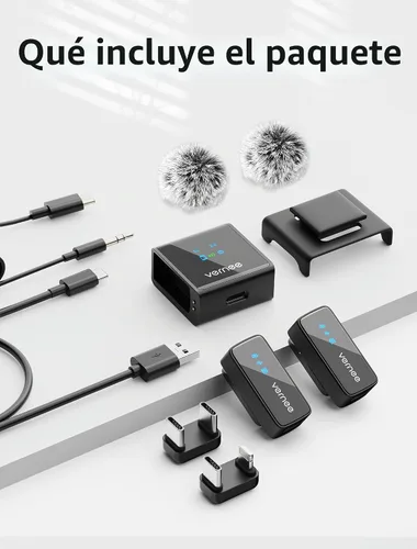 Vista 8 de vernee Micrófono Lavalier inalámbrico para iPhone 16 15, Android, tableta, PC, mini micrófono de 3 niveles con reducción de ruido AI, micrófono
