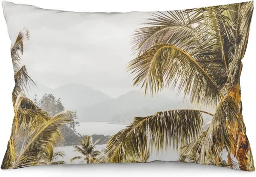 Vista 22 de Protector de almohada de playa con palmeras tropicales de 16 x 14 pulgadas, palmeras de playa, paisaje marino costero, decorativo, rectangular