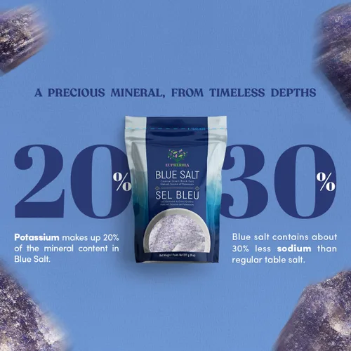 Vista 6 de EUPHERBIA Sal azul, gruesa, sal mineral rara, alto potasio, baja en sodio, natural, sin procesar, cosechada a mano, certificado Kosher