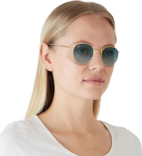 Vista 6 de Ray-Ban - Lentes de sol RB3447 redondos, de metal Dorado/Azul Gradiente Gris