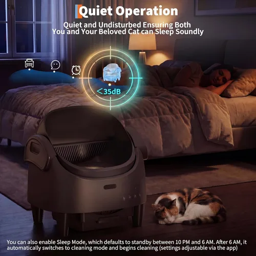 Vista 7 de Caja de arena automática para gatos de autolimpieza, gran capacidad para Gris oscuro