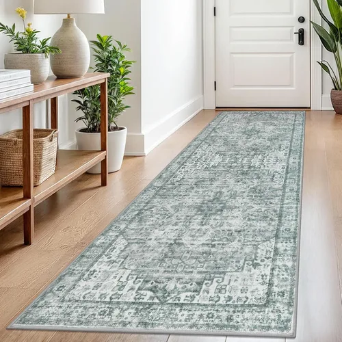 Vista 162 de SIILOOM Alfombra lavable de 2 x 3 pies, alfombra suave color taupe ceniza para entrada, tapete antideslizante para puerta de interior, tapete