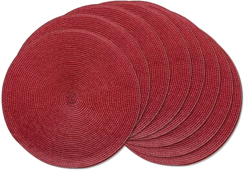 Vista 46 de AHHFSMEI Juego de 6 manteles individuales redondos trenzados de 15 pulgadas para mesas de comedor, tejido natural, resistentes al calor, color beige