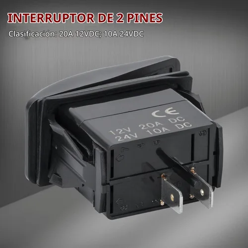 Vista 3 de DaierTek Interruptor Basculante Marino 12V Interruptor de Palanca Impermeable 12 Voltios 20A SPST 2 Pines ON/OFF Heavy Duty para Barco RZR RV