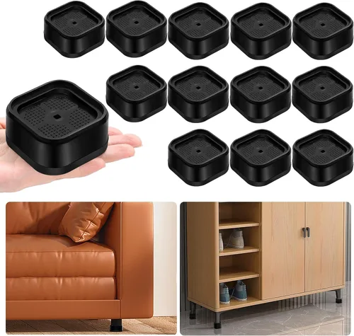 Vista 8 de shouwuhho Paquete de 12 Elevadores de Muebles Ajustables Elevadores de Cama de Servicio Pesado Elevan Altura 1", Elevadores de Cama Cuadrados