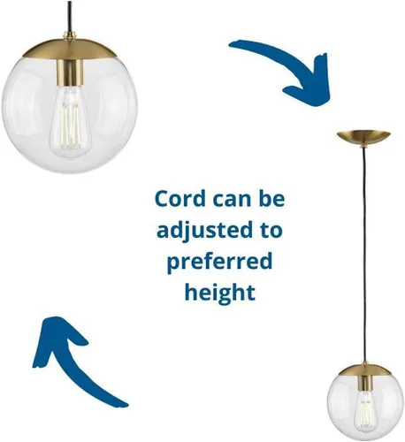 Vista 6 de Progress Lighting Atwell Collection - Lámpara colgante colgante moderna con forma de globo de cristal transparente de bronce cepillado