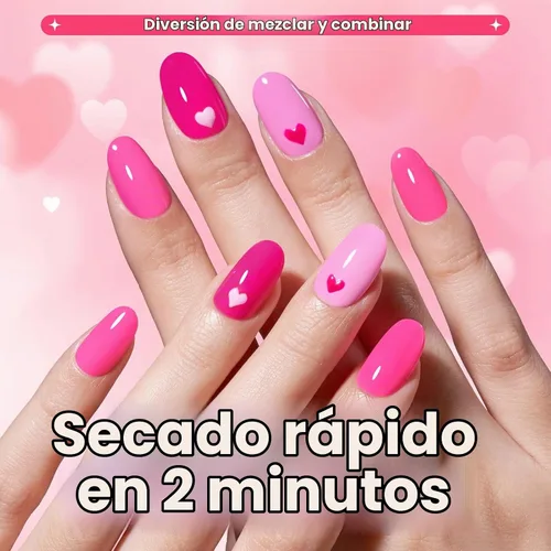 Vista 3 de Beetles - Juego de esmalte de uñas rosa, Prisma del Amor 12 colores, juego de esmalte de uñas primavera, salón, larga duración, DIY, uñas rosas