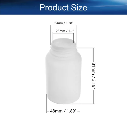 Vista 2 de Bettomshin 1 botella de plástico PE de 3.4 fl oz (grado alimenticio), botella de reactivo de laboratorio de boca ancha, recipiente de almacenamiento
