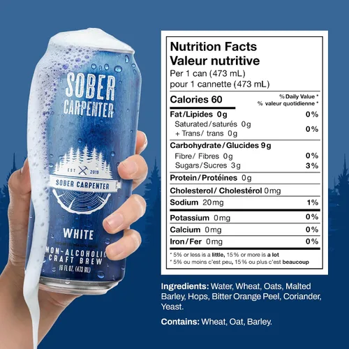 Vista 2 de SOBER CARPENTER - Cerveza sin alcohol de trigo blanco estilo belga, cerveza artesanal para todas las ocasiones, licores sin alcohol y alternativa al