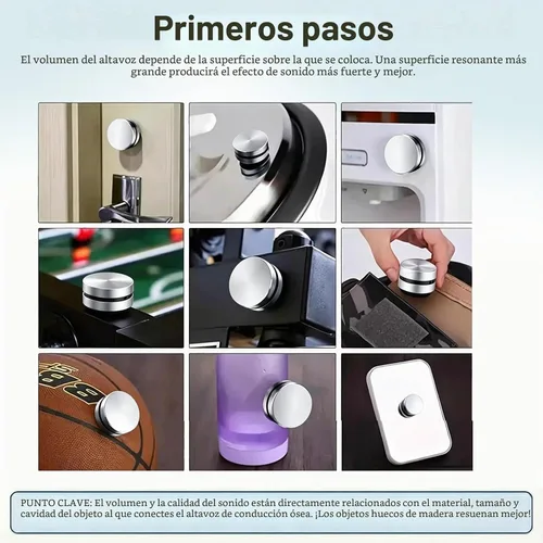 Vista 3 de Altavoz de conducción ósea inalámbrico Mini, altavoz Bluetooth portátil con graves estéreo, absorción magnética, micrófono integrado y radio FM