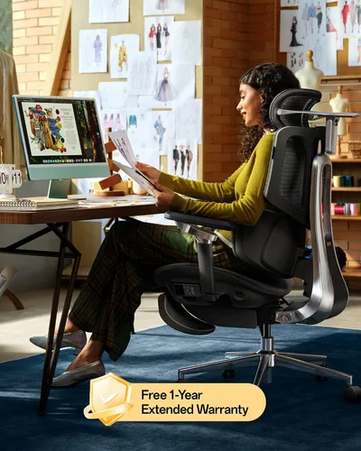 Vista 2 de Hbada X7 Silla ergonómica inteligente, silla de oficina ergonómica, seguimiento lumbar totalmente automatizado, reposacabezas ajustable 4D