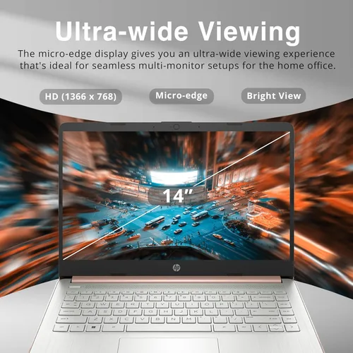 Vista 4 de HP 2022 Stream - Laptop BrightView HD de 14 pulgadas, Intel Celeron N4120, 4 GB de RAM, 64 GB SSD, gráficos Intel HD, cámara web 720p, 1 año Office