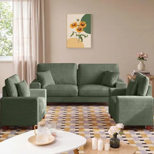 Vista 8 de DOPEDIO Sofá biplaza moderno para sala de estar, sillón reclinable de chenilla, funda extraíble, cojines de resorte, marco de madera maciza, fácil