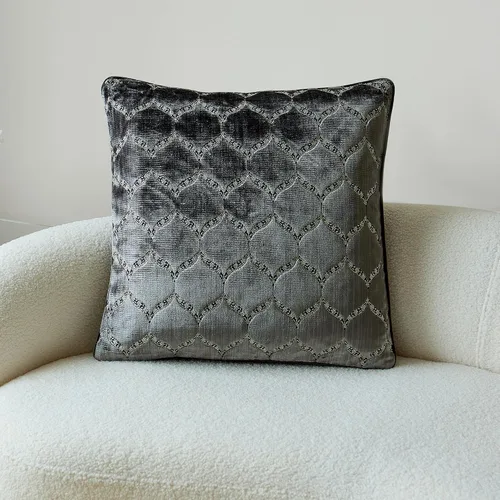 Vista 2 de Fundas de almohada con diseño de terciopelo de corte morisco, elegante y lujosa, color gris, fundas de cojín decorativas grandes para sofá, cama