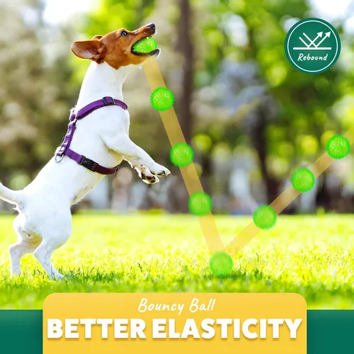 Vista 7 de PUPTILY Pelota interactiva con 2 funciones diferentes para perros de 2.5 pulgadas, bolas chirriantes para perros, juguetes y dentición de cachorros