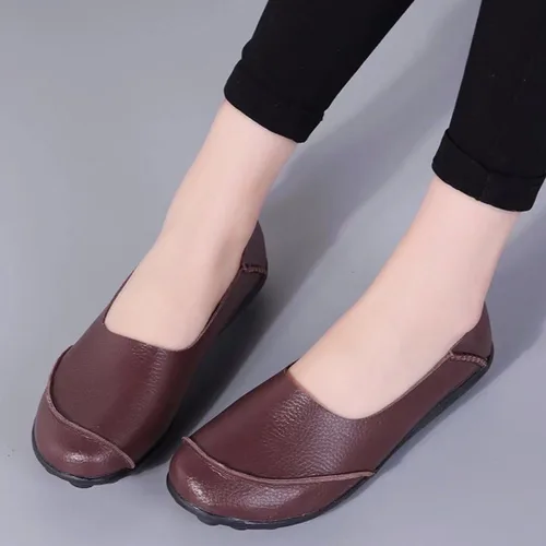 Vista 4 de Women's Cowhide Leather Loafers Flats Moccasins Slip-On