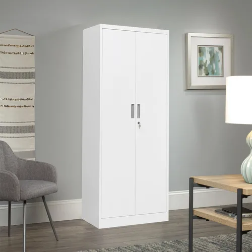 Vista 77 de BESFUR Armarios de almacenamiento de metal con estantes y puertas, armario de almacenamiento con cerradura de 36" de altura para oficina en casa